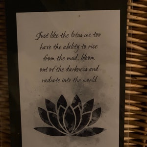 Lotus Flower Quote ART PRINT Inspirational, Motivational, Zen, Yoga ...