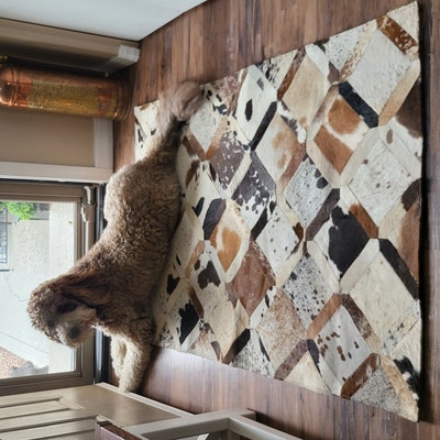 Natural Cowhide Patchwork Rug Handmade Cowhide Carpet Home Décor Cow ...