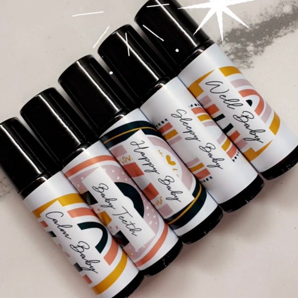 Baby Essential Oil Labels, Colorful Essential Oil Decals, Baby Rollers ...