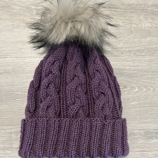 Hat KNITTING PATTERN - Cable Knit Beanie Pattern, Classic Aran Cable ...