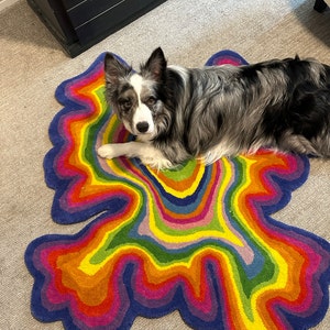 Purple Splatter Rug Paint Splatter Purple & Multi, Irregular Shaped Hand-tufted Wool ...
