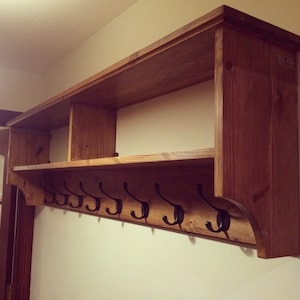 Wide Hat & Coat Rack With Shelf. Wall Mounted Solid Wood Display ...