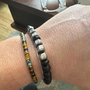 PROTECTION Tiger Eye African Turquoise Jasper Gemstone Bracelet, Adjustable Tibetan Minimalist Yoga Boho Bracelet, Gift for men for him