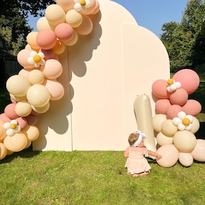 Sand Blush Dusty Rose Pastel Colored Balloon Garland Kit, DIY Groovy Daisy Flower Balloon Arch Kit, Boho Baby Shower Birthday Decoration