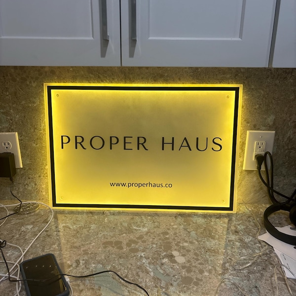 3D Rectangular Backlit Business Sign Wall | Custom LED Logo Sign ...