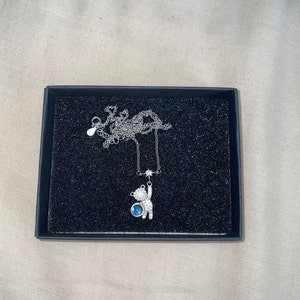 Customizable Photo Bear Projection Necklace Silver Shiny Necklace