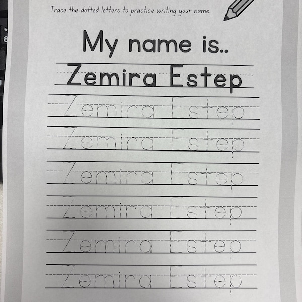 Name Pattern Pre Writing Pre-k Custom Name Tracing Worksheet - Etsy