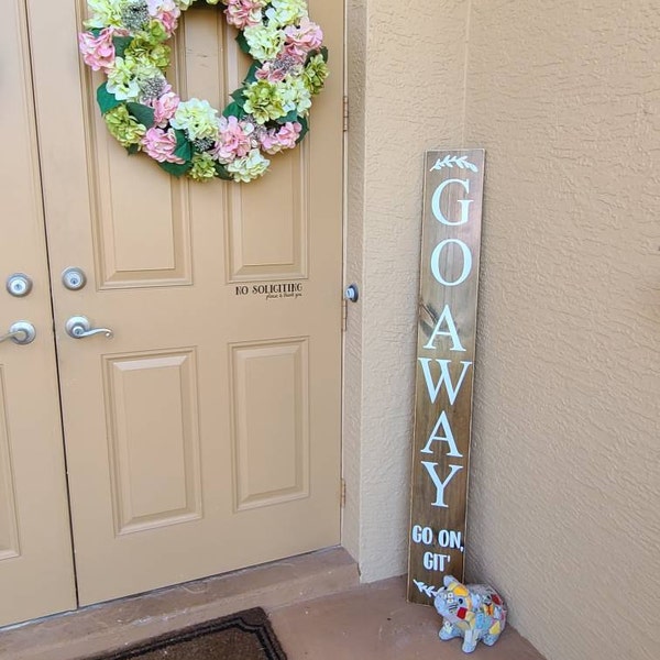 Go Away Go on Git Porch Sign: Rustic Farmhouse Wood Welcome Decor ...