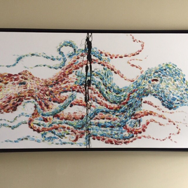 油絵 たこ タコの絵画 60インチの大きな絵画、キャンバスの絵画、キャンバスの