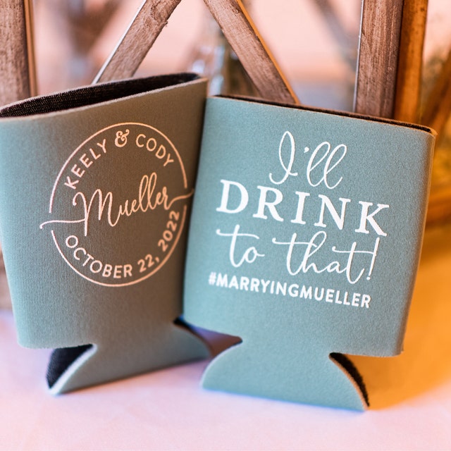 Tall Boy 16oz Wedding Can Cooler #140 - Cheers to The Mr and Mrs – Sycamore  Studios