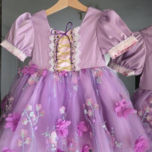 Robe Princesse Raiponce Discoball - Costume Cosplay Fille Bouffante Florale Pour Halloween, Anniversaire, Carnaval