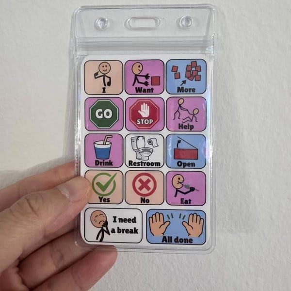 Mini AAC Core Board With Lanyard | Nonverbal Communication Tool - Etsy