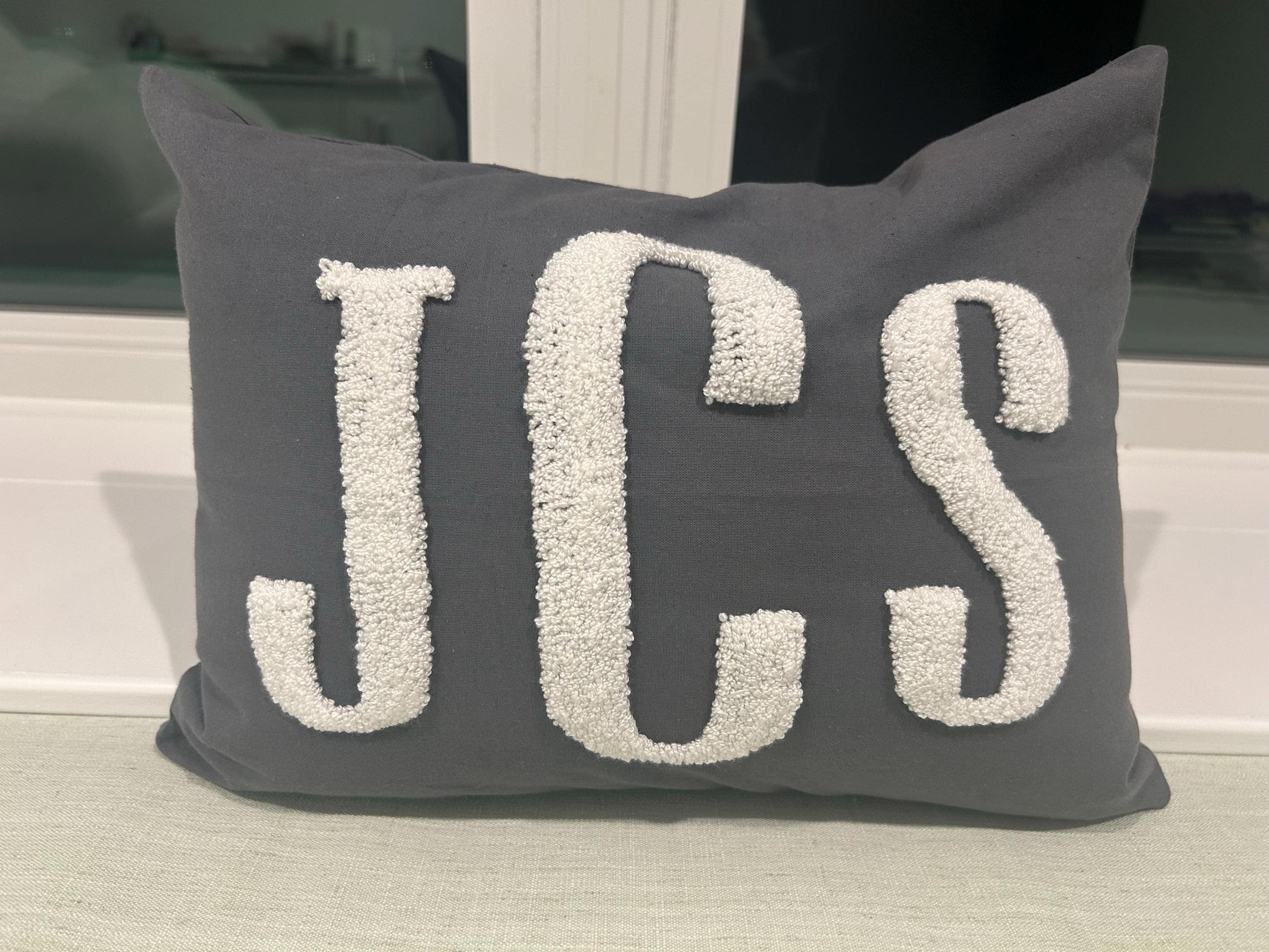 Monogram Pillow Cover with Punch Needle Embroidery, Personalized Wedding Gift for Couple, Custom Monogram Gift, Initial Pillow