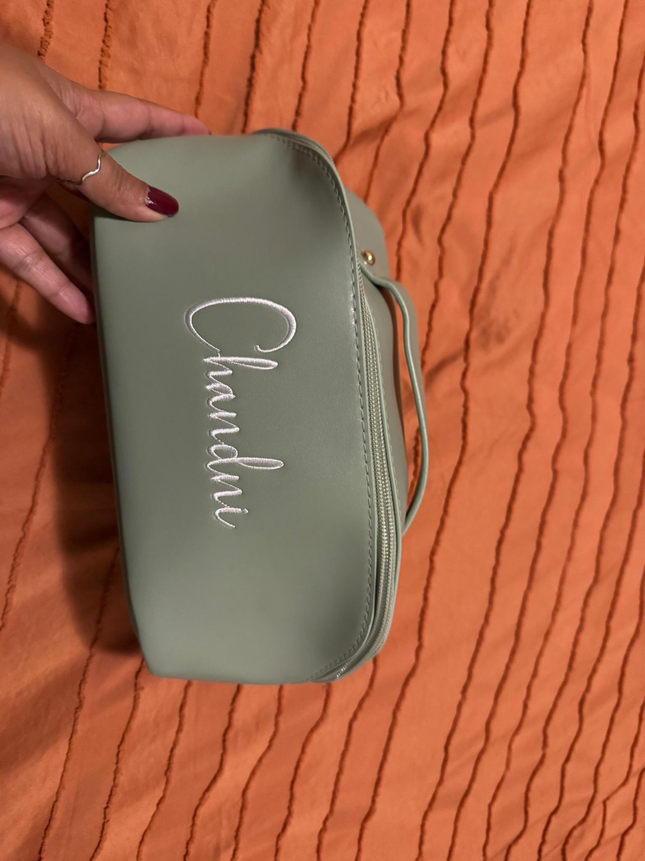 Embroidered Makeup Bag, Custom Large Leather Makeup Bag, Bridesmaid Makeup Bag, Christmas Gifts Women, Travel Organizer, Bridal Shower Gift
