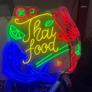 Thai Food LED Neon Sign: Restaurant Decor, Kitchen Wall Art - Etsy