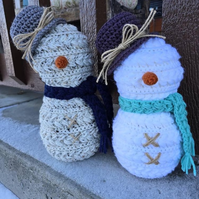 A customer's finished Wheat Stitch Snowman Crochet Pattern