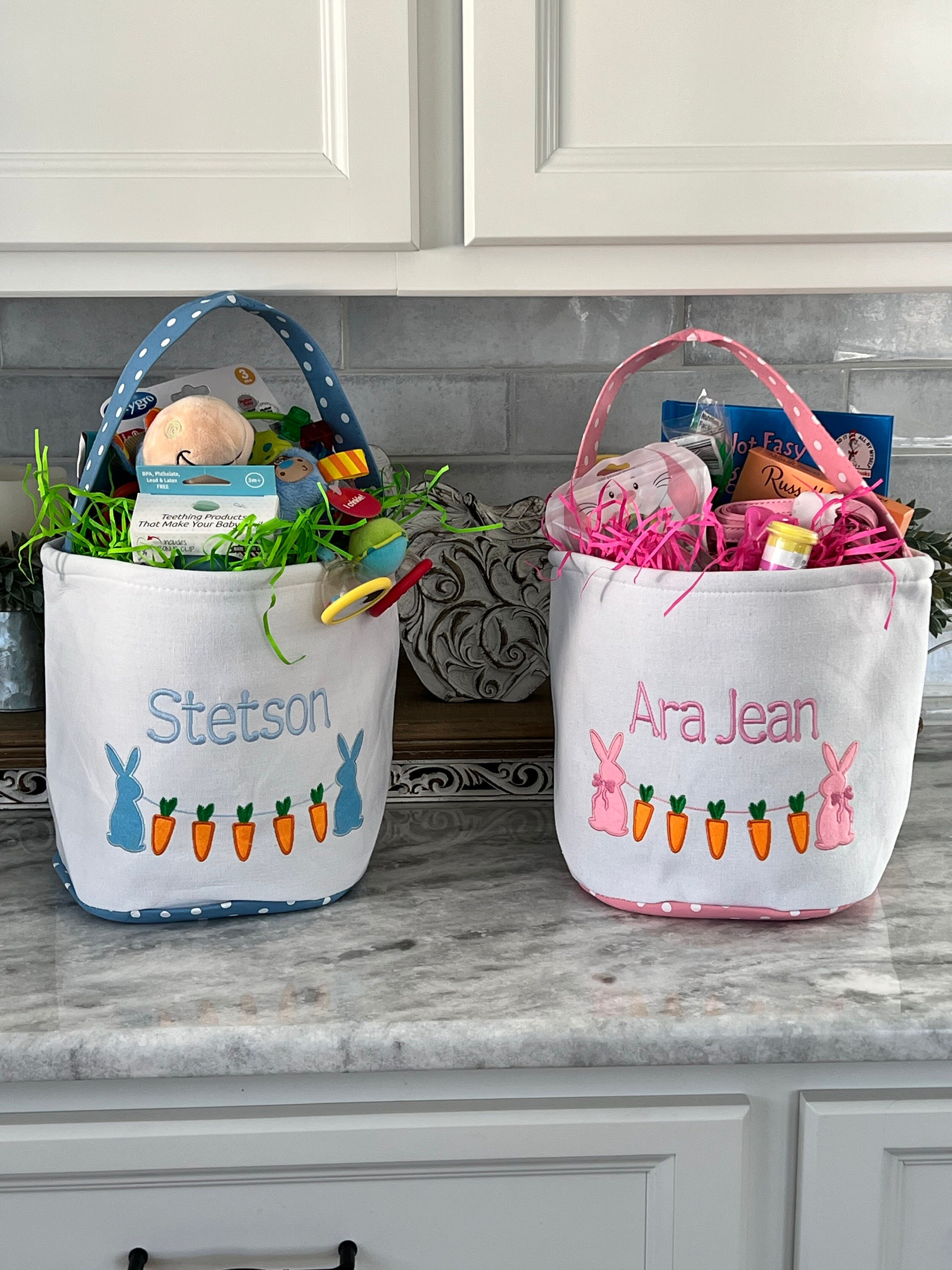 Easter basket, Personalized Easter Basket, monogram easter basket, girls basket, boys basket, girls easter basket, embroidered, rabbit