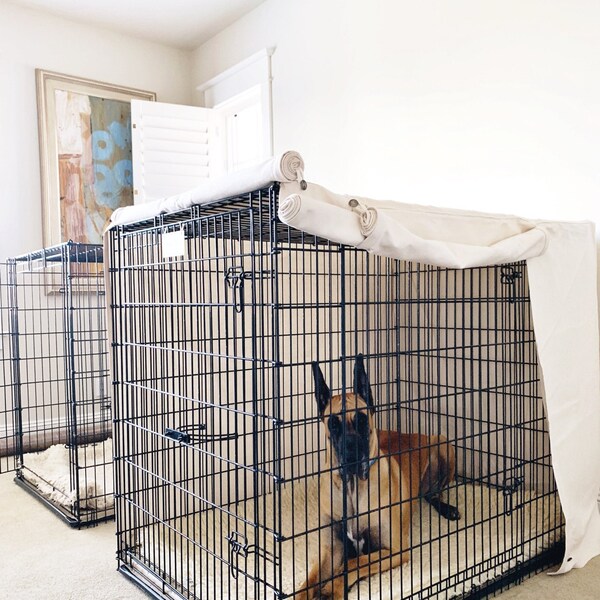 Image showcasing Washable Dog Crate Cover in Natural - Etsy