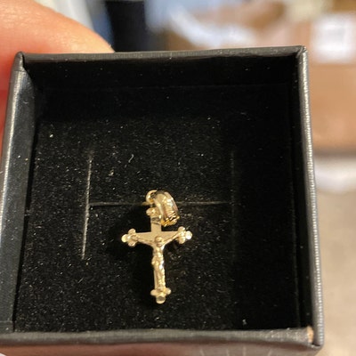 14K Gold Small Handmade Cross Pendant, Solid Yellow Gold Orthodox Cross ...