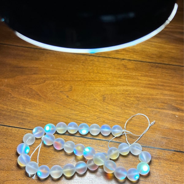 Matte Purple Mystic Aura Glass Beads – 15 Strand, Frosted Mermaid Moonstone, 6-12mm