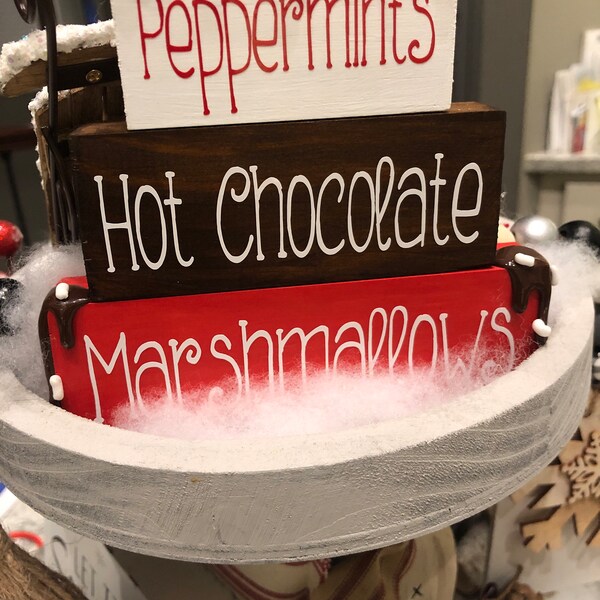 Hot Chocolate Tiered Tray Decor Bundle, Hot Cocoa Tier Tray Decoration ...