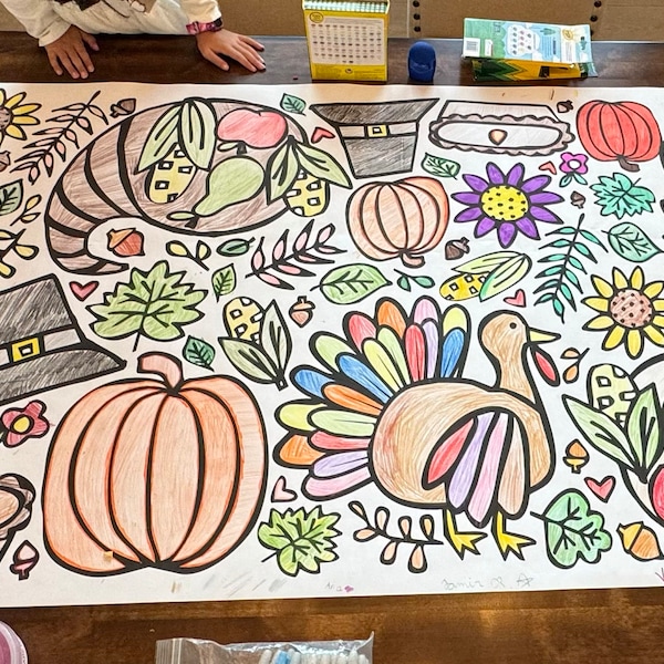 GIANT Thanksgiving Coloring Poster or Table Cover | Paper Turkey ...
