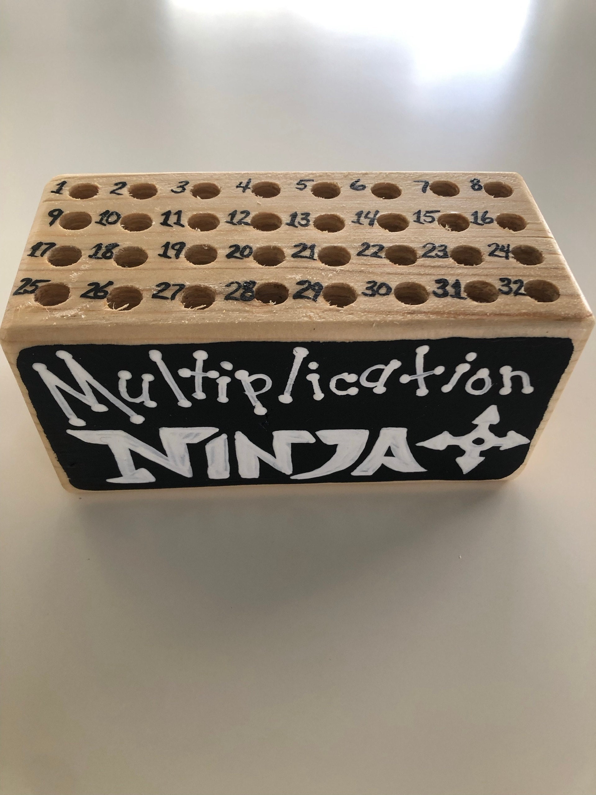 Teacher Gift, Pencil Holder, Numbered, Personalized Wood Block, School, Classroom, Teacher Appreciation, Pencil Block, 32 Hole, Chalkboard.