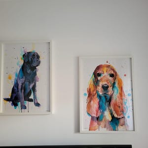 イングリッシュコッカースパニエル限定版水彩画アートプリントSlaveika