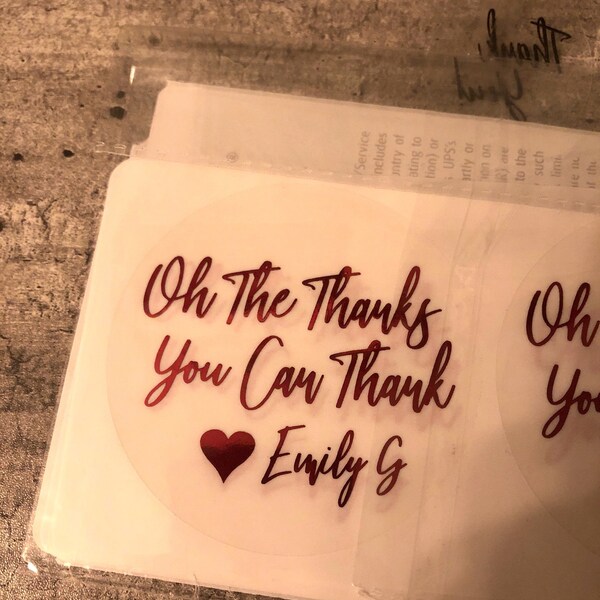 Clear Gold Foil Wedding Thank You Stickers | Thank You Sticker ...