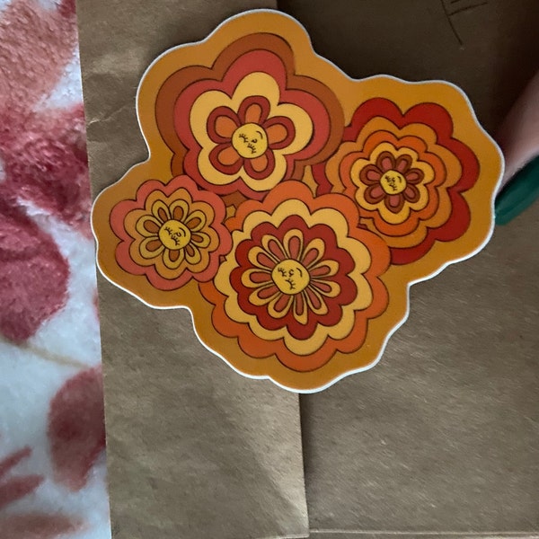 Glossy Groovy Flower Power Sticker - Etsy