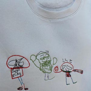 EMBROIDERED Custom Kids Photo Drawing Tshirt Sweatshirt as a Personalized Unique Special Gift for Moms, Dads, Aunts, Sisters