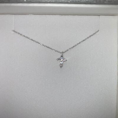 Small Diamond Cross Necklace 0.16 Ct / 14k Gold Diamond Cross / Mini ...