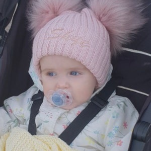 Baby Kinder Mädchen Jungen Doppel Pom Poms Hut Winter Warm Strickmütze Outdoor Baby Kinder Mädchen Jungen Doppel Pom Poms Hut Winter Warm Strickmütze Outdoor