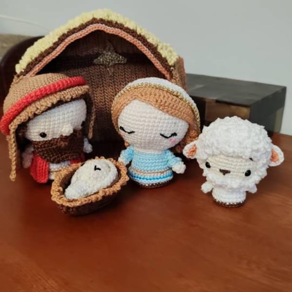 4-in-1 Nativity Crochet Pattern Set Mary Baby Jesus Joseph Stable DIY ...