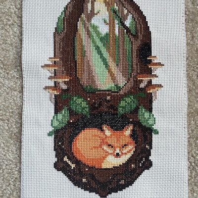 Art Nouveau Fox Fancy Fox Floral Arrangement Forest Cross Stitch Art ...