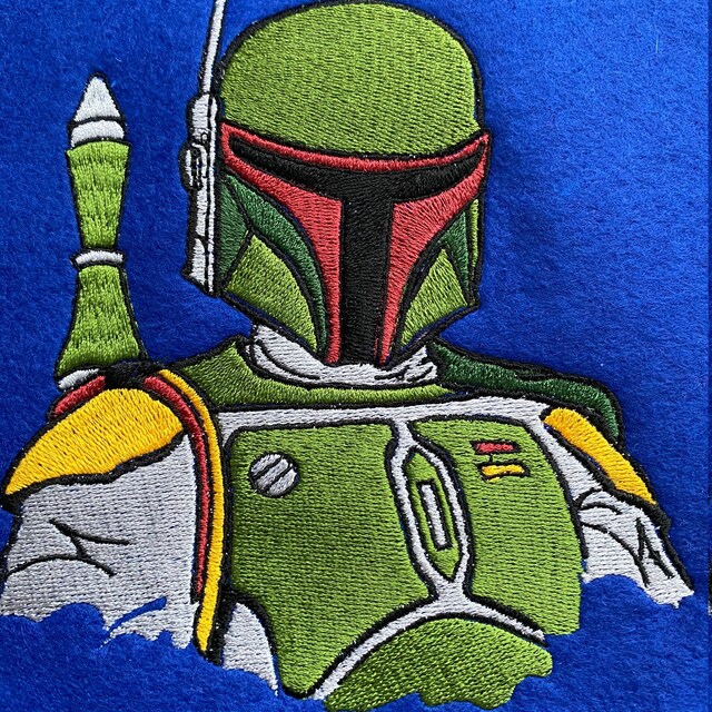 スターウォーズ ボバ・フェットの機械刺繍デザイン。複数のサイズ