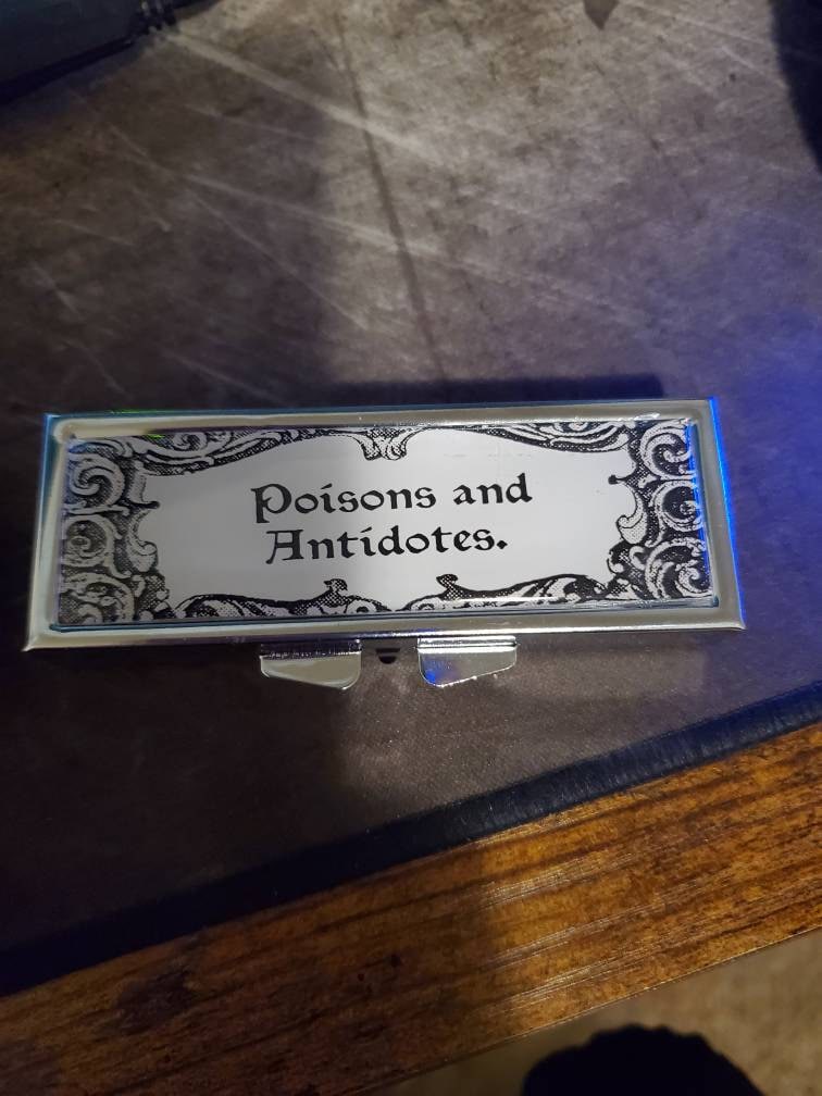 Poisons and Antidotes Pill Box -  SteamPunk, Gothic, Curious, Strange and Unusual, Gifts, Trinket Box, Pill Case, Pill Holder, Travel Size