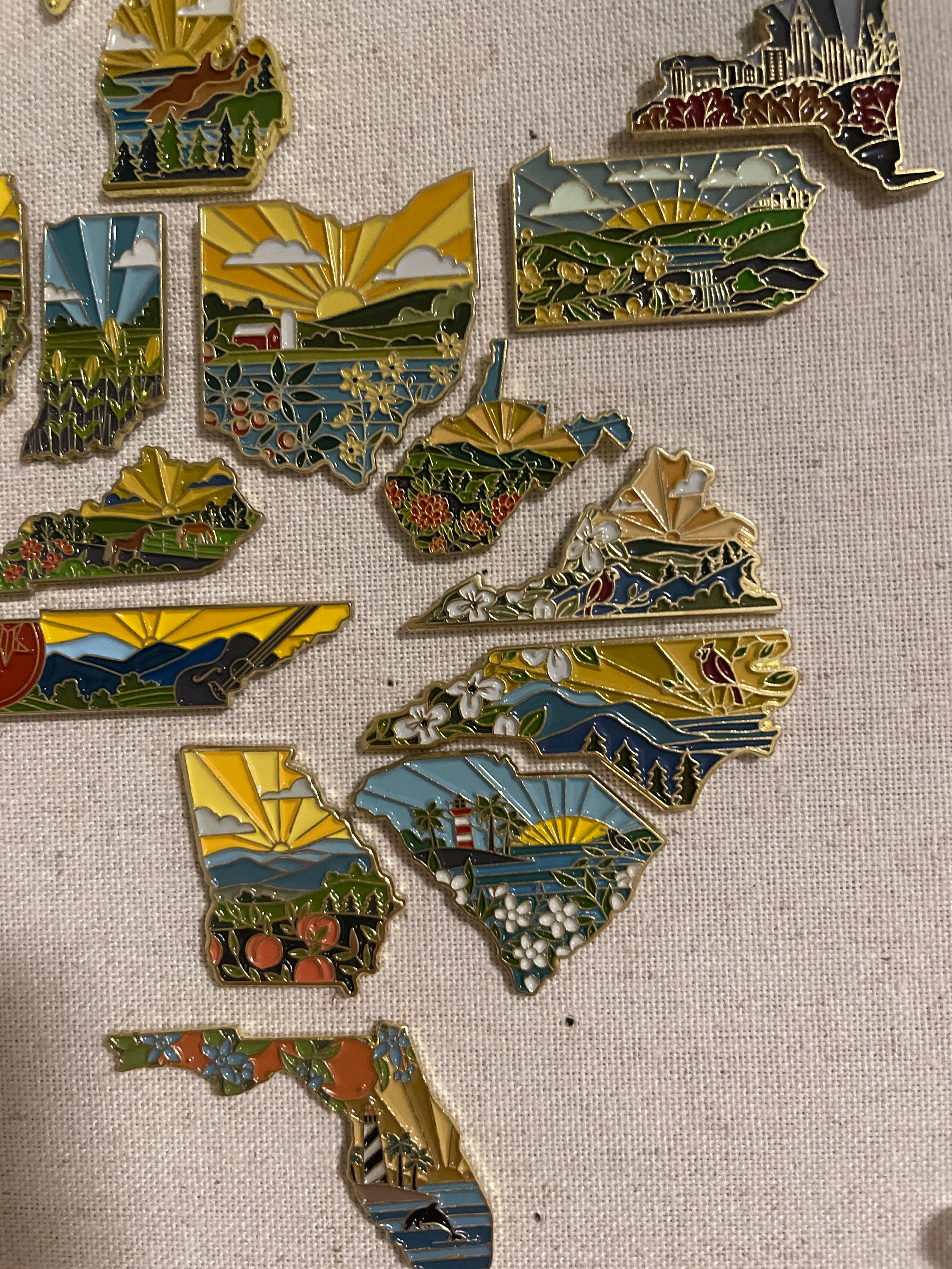 North Carolina Pin | Gold Soft Enamel Pin | Illustrated United State Pin | Butterfly Clasp | 1.25&quot;