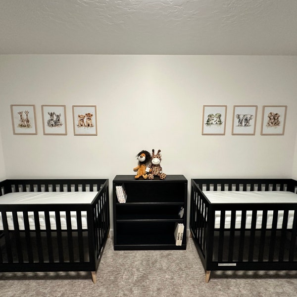 Twin Safari Nursery Wall Art, Twin Wall Art, Baby Animal Twin Nursery ...