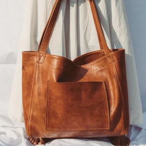 Leather Tote Bag Soft Leather Campus Bag Weekender Bag -  UK