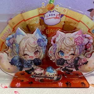 FuwaMoco New Year Acrylic Standee - Hololive Advent [Fanmade] VTuber, Fuwawa Abyssgard, Mococo Abyssgard, Twins, 3 Layers Acrylic Stand