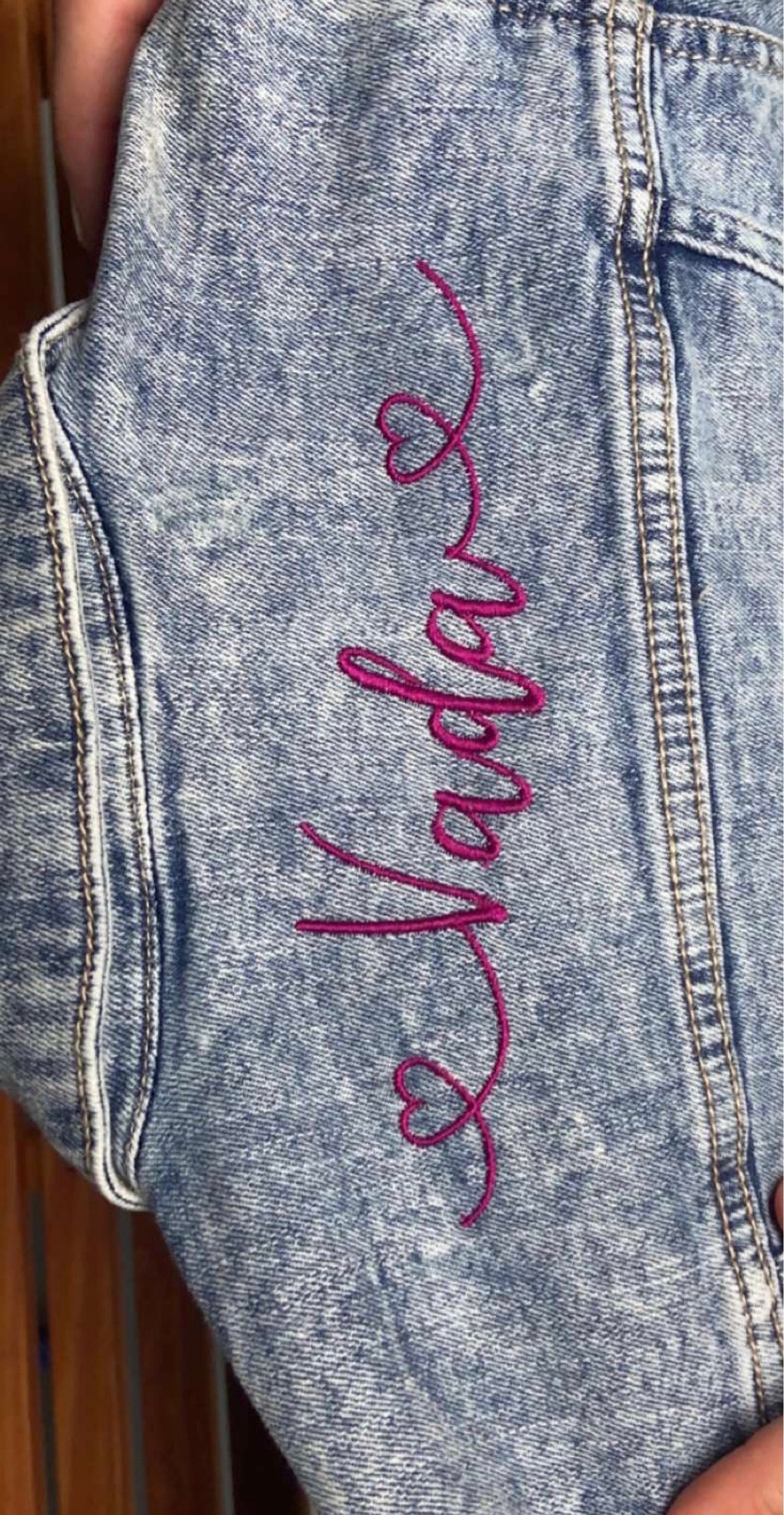 Customer photo for Amelia - Embroidery font