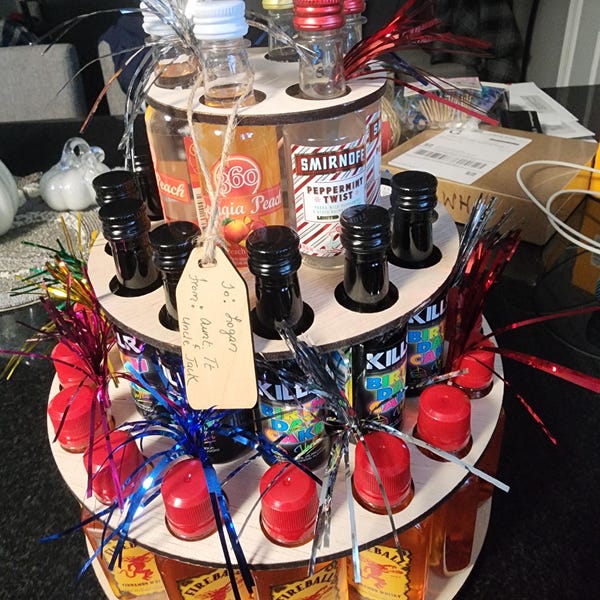 BIG 36 Mini Bottle 4 Tier Fireball or Titos Cake, Alcohol Shots Display ...