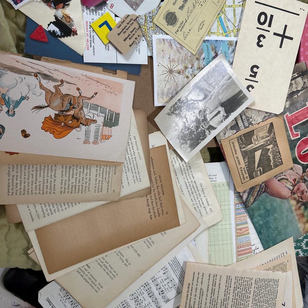 50 Pieces of Vintage Paper Ephemera Pack, Postcards, Envelopes Stamps ...