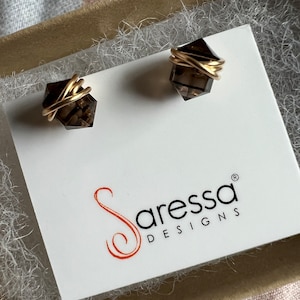 •PIKE• smoky quartz + gold stud earrings