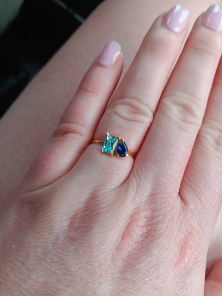 Emerald & Pear Cut Birthstone Ring by Caitlyn Minimalist • Custom Toi et Moi Gemstone Ring • Vintage Jewelry • Perfect Couples Gift • RM124