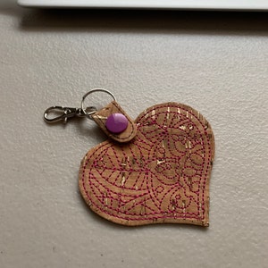 ITH Key Fob Cute Coffee Cup With Heart Snap Tab and Eyelet in the Hoop ...