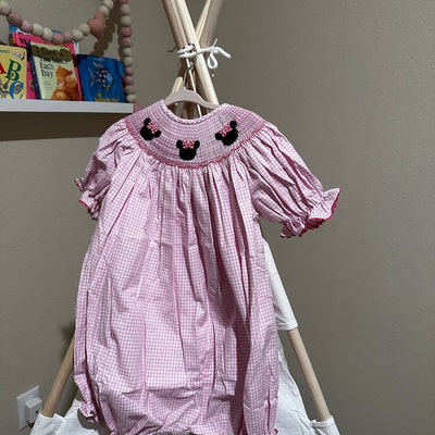 Girls Smocked Dress Spring Flowers Embroidery Pink