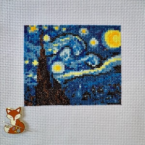 Benway - Kit per punto croce, motivo Notte Stellata di Van Gogh, tela Aida da 55 quadretti in 10 cm, 47 x 37 cm
