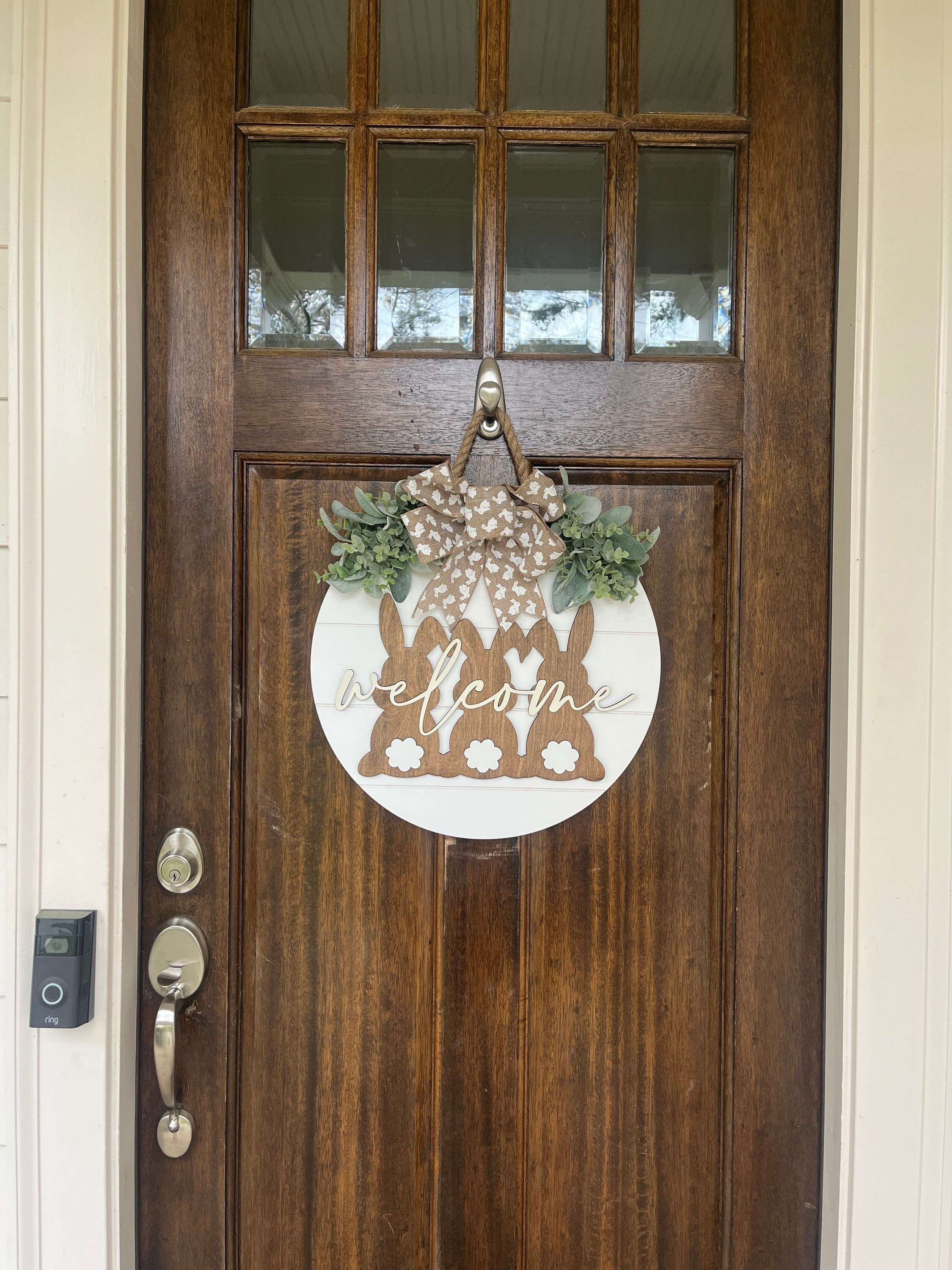 Easter Door Hanger, Easter Front Door Decor, Shiplap Bunny Door Hanger, Neutral Easter Decor